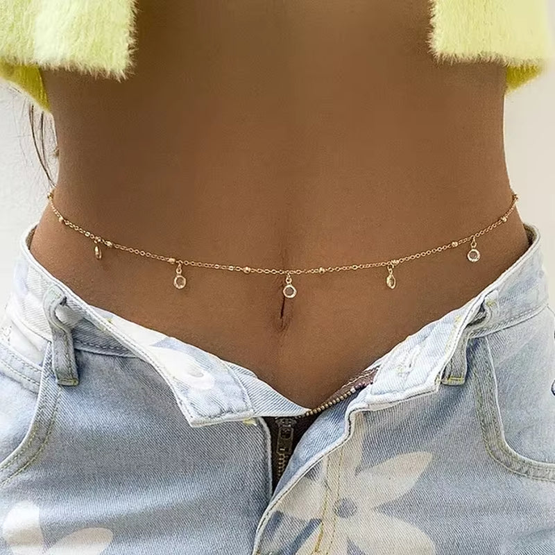 New Fashion Sexy Double Layer Pearl Chain for Women Waist Bead Belly Chain Belly Belt Summer Beach Body Jewelry Festival Gifts