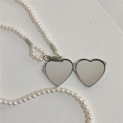 Ins New Trendy Pearl Waist Chain Crossbody Strap Women'S Fashion Heart-Shaped Mirror Pendant Jewelry Belt Skirt Suit Accessories