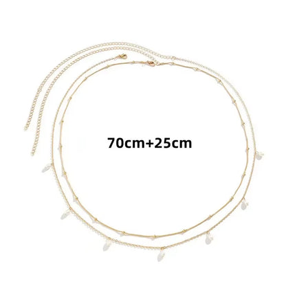 New Fashion Sexy Double Layer Pearl Chain for Women Waist Bead Belly Chain Belly Belt Summer Beach Body Jewelry Festival Gifts