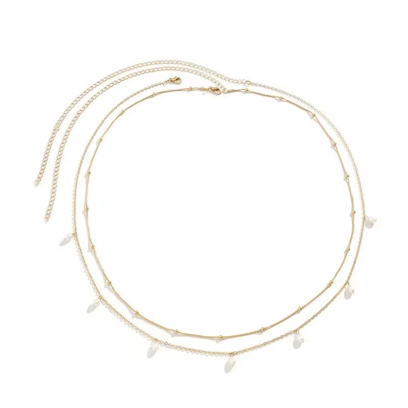 New Fashion Sexy Double Layer Pearl Chain for Women Waist Bead Belly Chain Belly Belt Summer Beach Body Jewelry Festival Gifts