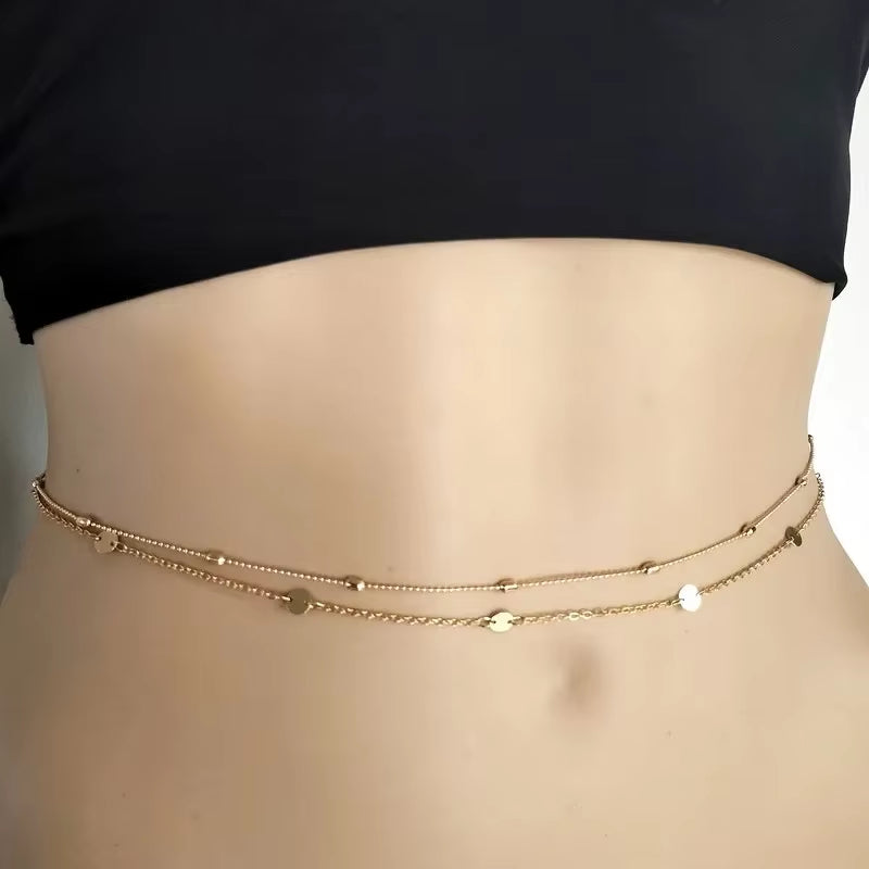 New Fashion Sexy Double Layer Pearl Chain for Women Waist Bead Belly Chain Belly Belt Summer Beach Body Jewelry Festival Gifts